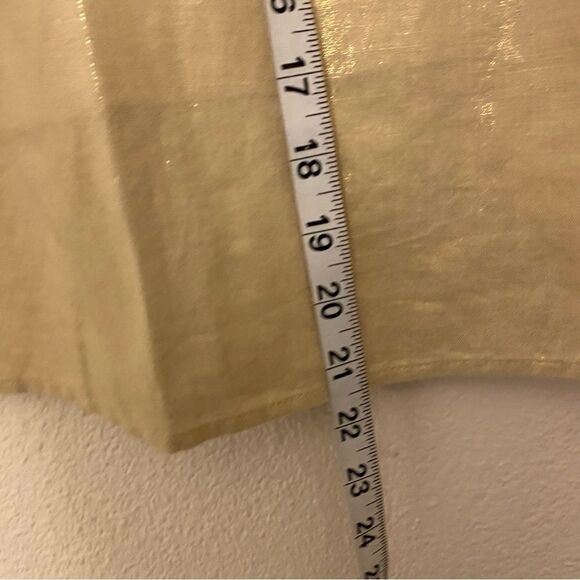 Anthropologie Edme & Esyllte Gilded Lily Gold linen Tiered tulip Skirt -10 - Picture 4 of 11